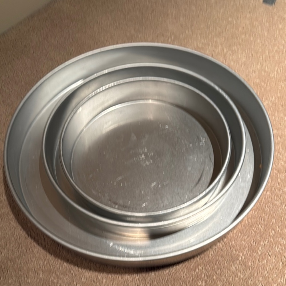 Set of Three Silver Baking Pans